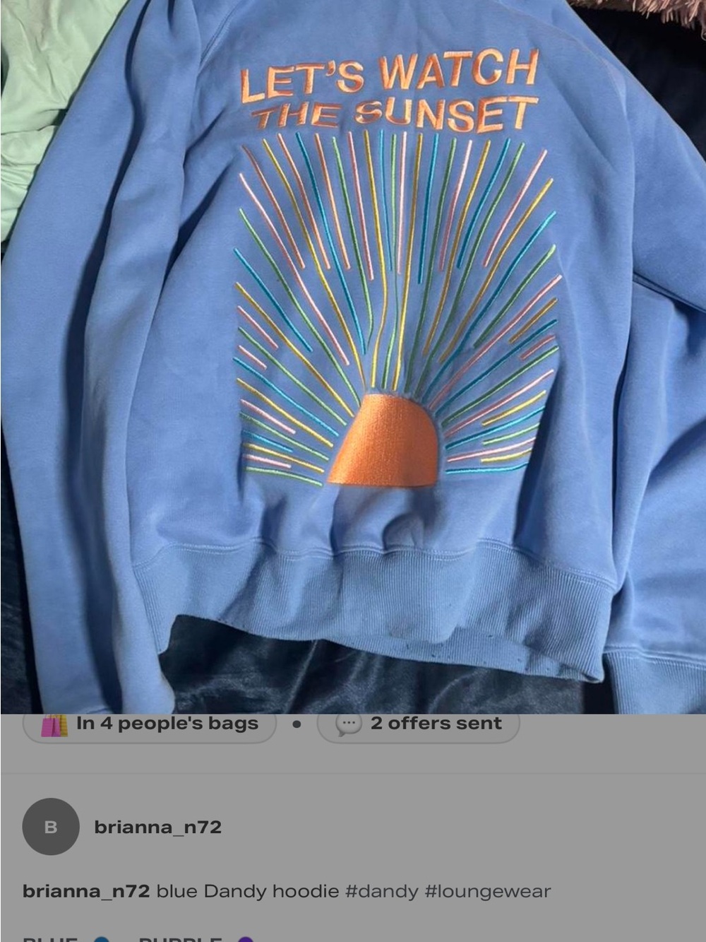 & Other Stories periwinkle blue Dandy embroidered hoodie - Picture 2 of 2